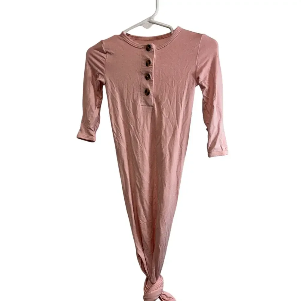 Lou Lou & Co Pink Knotted Gown Size 3-9 Months Bamboo